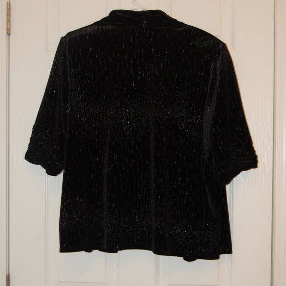TAN JAY  Women's Black/Silver Velour Jacket Size Large Petite - Picture 3 of 9